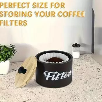 Держатель кофейного фильтра Yousheng, деревянный ящик для хранения с крышкой, контейнер для хранения кофейного фильтра большой емкости, аксессуары для кофейного бара чёрный