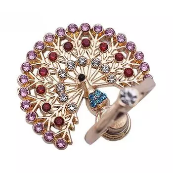 Держатель-кольцо для пальца Защита от потери Вращение на 360 градусов Металл Стразы Павлин Кольцо для телефона Пряжка Захват Подставка для просмотра ТВ AVE розы красного