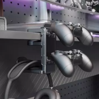 Держатель контроллера игровой гарнитуры, простая установка, регулируемый зажим, универсальный игровой аксессуар для ПК, подставка для контроллера и гарнитуры белый