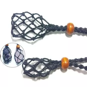 Держатель кожаного шнура из конопли, хрустальный держатель для камней, полый держатель для камня, замена DIY Black-Small