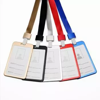 Держатель кредитной карты Защитная крышка для удостоверения личности Металлический держатель кредитной карты Шейный ремешок Ремешок Разрешение на работу