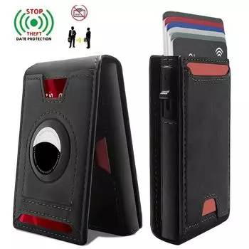 Держатель кредитных карт Anti Theft для мужчин Кошельки из углеродного волокна Кошелек из искусственной кожи Маленький кошелек для монет Минималистичные кошельки чёрный