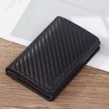 Держатель кредитных карт из углеродного волокна, мужской кошелек с Rfid, тонкий, минималистичный, маленький, черный кошелек чёрный