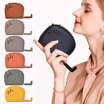 Держатель кредитных карт Кошелек для монет Застежка-молния Милый дизайн кота Компактный портативный верблюд