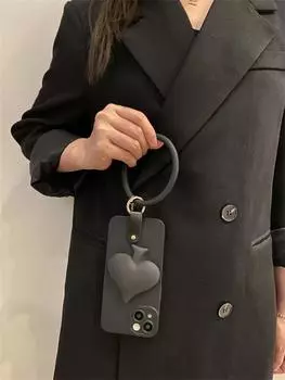 Держатель кронштейна в виде персикового сердца, простой черный чехол с кольцом-браслетом для Iphone 14 13 12 11 Pro Max X Xs Xr, мягкий чехол с подставкой for iphone Xs Max