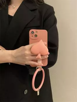 Держатель кронштейна в виде персикового сердца, простой розовый чехол с кольцом-браслетом для Iphone 14 13 12 11 Pro Max X Xs Xr, мягкий чехол с подставкой for iphone Xs Max