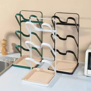 Держатель крышки для кастрюли, многослойная конструкция, высокая устойчивость к ржавчине, устойчив к коррозии, прочный, выдерживающий нагрузку держатель крышки для кухонных принадлежностей, стойка для хранения зелёный