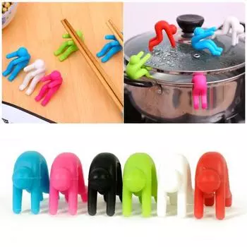 Держатель крышки кастрюли, держатель для крышки кастрюли в форме человека, многоразовый силиконовый держатель крышки для приготовления пищи для домашней кухни зелёный