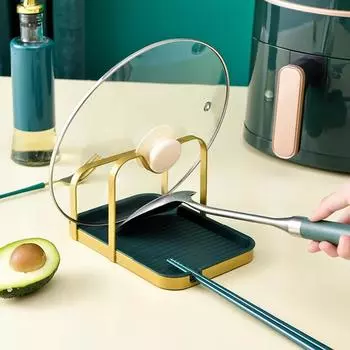 Держатель крышки кастрюли из нержавеющей стали, подставка, многофункциональная подставка для хранения крышки кастрюли с поддоном для капель, подставка для крышки кастрюли, держатель крышки кастрюли