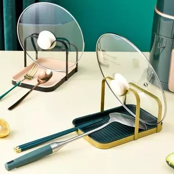 Держатель крышки кастрюли из нержавеющей стали, подставка, многофункциональная подставка для хранения крышки кастрюли с поддоном для капель, подставка для крышки кастрюли, держатель крышки кастрюли