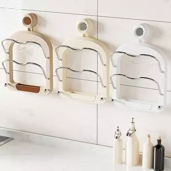 Держатель крышки кухонной кастрюли с присоской Многослойный дизайн Простая установка Настенный держатель для разделочной доски Стойка-органайзер для крышки кастрюли