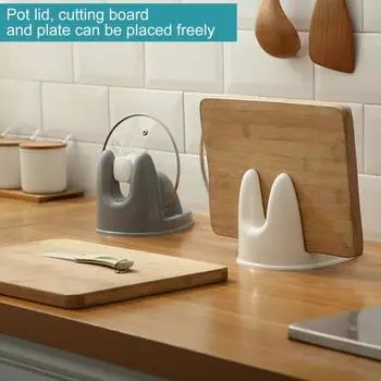 Держатель крышки кухонной кастрюли Стабильный противоскользящий Жаростойкий Толстый нержавеющий Устойчивый к посудомоечной машине Можно мыть в посудомоечной машине Тарелка Разделочная доска Половник Подставка для слива Подставка для крышки кастрюли белый