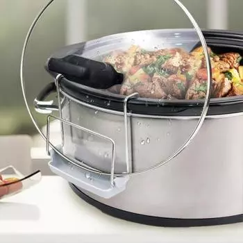 Держатель крышки медленноварки с силиконовой раковиной, кастрюля из нержавеющей стали без рук, органайзер с боковой подвесной крышкой, кухонные принадлежности белый