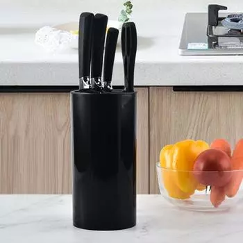 Держатель кухонного ножа из полипропиленового пластика, круглая подставка для столовых приборов, свободно вставляемая стойка для хранения ножей, шеф-повар чёрный