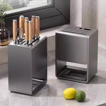 Держатель кухонных ножей, многофункциональный держатель палочек для еды, настенный держатель для бытовых инструментов без перфорации, подставка для посуды серый