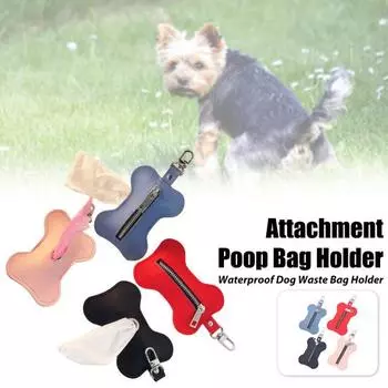 Держатель мешка для какашек для домашних животных, застежка-молния, диспенсер для мешков для мусора для собак с крючком, портативный органайзер для мешков для мусора для улицы розовый