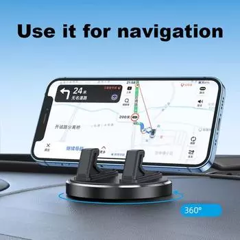 Держатель мобильного телефона на приборную панель автомобиля, вращающееся на 360 градусов основание, нескользящий коврик, универсальные ручки чёрный