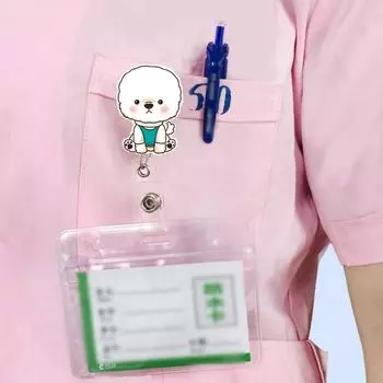 Держатель модной ключ-карты 1 шт., новый зажим, акриловый, выдвижной держатель в виде животного, офис, школа, фрукты, удостоверение личности, бейдж 50 см, катушка, милая, ручная работа 2