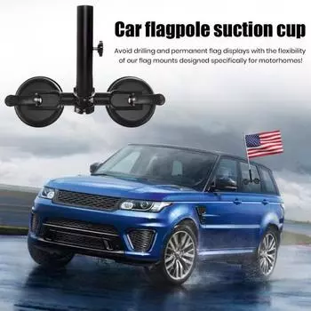 Держатель на присоске для флагштока Многофункциональный держатель для флагштока Установка без повреждений Надежно удерживает флаги Простая установка Универсальный держатель для флагштока чёрный