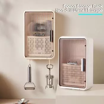Держатель палочек для еды, настенная стойка для хранения столовых приборов с крючком, быстрый дренаж, дренажная клетка, полая полка для посуды для кухни слоновая кость