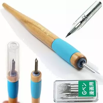Держатель пера Tachikawa Comic Pen, хромированное перо Zebra Comic G Model x 10 (Т-40) + (ПГ-6С-СК)