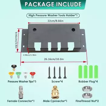 Держатель пистолета для мытья под давлением Настенный держатель для пенопластовой пушки Стеллаж для хранения пенопластовой пушки, давление чёрный
