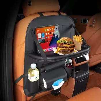 Держатель планшета Автомобильная сумка для хранения Коробка для салфеток Автомобильный карманный органайзер Сумка на спинку кресла Аксессуары для интерьера чёрный