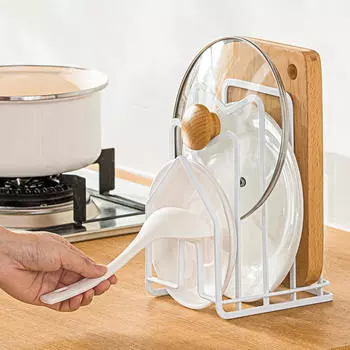 Держатель, подставка для измельчения, держатель крышек кастрюль, органайзер для кухонной столешницы чёрный