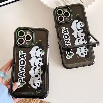 Держатель-подставка с изображением панды, милый мягкий силиконовый противоударный чехол в китайском стиле для Iphone 13 12 11 14 Plus Pro Max, задняя крышка, капа For iphone 14promax