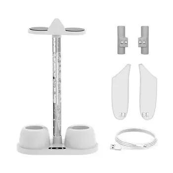 Держатель подставки для контроллера зарядной док-станции для Meta Quest 3 VR 2 в 1, зарядная станция, стойка для хранения очков с RGB подсветкой