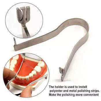 Держатель полировальных полосок из нержавеющей стали для стоматологии. Универсальный тип передней и задней части для полировальных полосок из металла и полиэстера. 1 piece