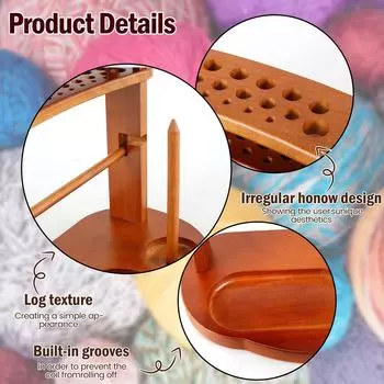 Держатель пряжи для вязания Деревянная стойка для пряжи с прорезями Стабильный диспенсер для клубков пряжи Держатель прялки большой емкости