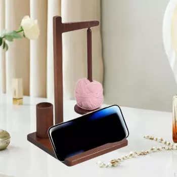 Держатель пряжи для вязания крючком Деревянный диспенсер с крючками Чашка для хранения для начинающих для вязания крючком Шерсть