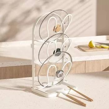 Держатель разделочной доски без дырокола, полка для разделочной доски с функцией сушки, прочная стойка для хранения крышек для кастрюль, дом белый