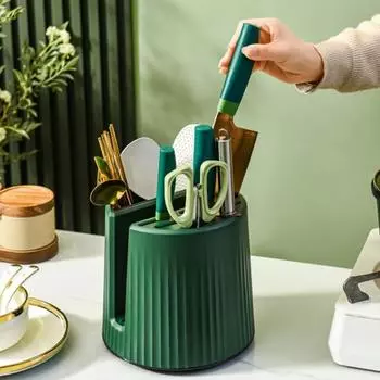 Держатель резака, вращение на 360 градусов, большая емкость, отсек для кухонной посуды, органайзер для резака, принадлежности белый