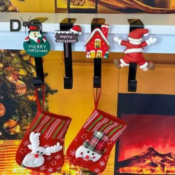 Держатель рождественских чулок, металлический крючок без сверления с защитными накладками, Г-образный держатель для чулок, украшение каминной полки на рождественскую вечеринку B