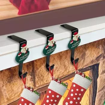 Держатель рождественских чулок, металлический крючок без сверления с защитными накладками, Г-образный A