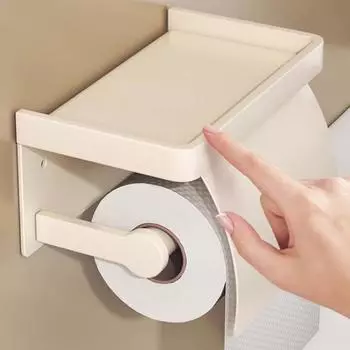 Держатель рулона бумаги для ванной комнаты с полкой для телефона Водонепроницаемый брызгозащищенный защитный чехол с большой нагрузкой Утолщенный самоклеящийся материал A