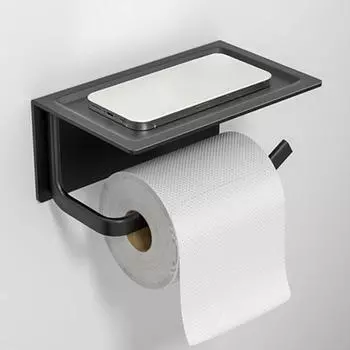 Держатель рулона бумаги, коробка для туалетной бумаги без перфорации, бытовая туалетная бумага, настенная стойка для хранения телефона чёрный