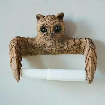 Держатель рулона бумаги в форме совы, диспенсер для салфеток, креативный держатель для туалетной бумаги, настенный, без дырокола, аксессуары для ванной комнаты коричневый