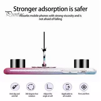 Держатель с кольцевой пряжкой Сильная адсорбция Многоразовый Вращение на 360 градусов Противоскользящий Без следов Левая настольная подставка Алюминиевый сплав Окрашенные кленовые листья Телефон розы красного