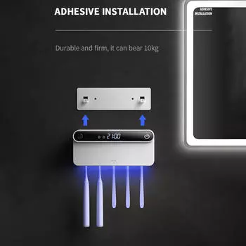 Держатель щетки без перфорации Настенный кронштейн для ванной комнаты чёрный