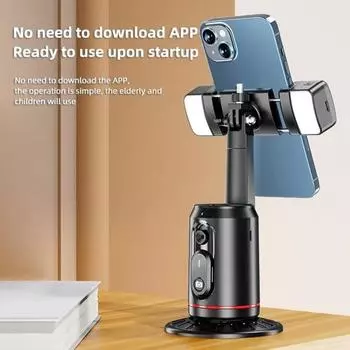 Держатель-штатив для телефона с автоматическим отслеживанием лица на 360 градусов и управлением жестами Портативный перезаряжаемый держатель для телефона с автоматическим отслеживанием лица Интеллектуальный стабилизатор для селфи чёрный