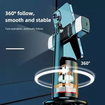 Держатель-штатив для телефона с автоматическим отслеживанием лица на 360 градусов и управлением жестами Портативный перезаряжаемый держатель для телефона с автоматическим отслеживанием лица Интеллектуальный стабилизатор для селфи чёрный