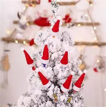 Держатель Simplicity, декоративная сумка для ужина, новогодняя вечеринка Navidad, мини-рождественская шапка для бутылки вина, рождественская шапка, карманный нож, вилка, набор Lollipop cap