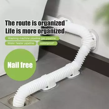 Держатель сливной трубы стиральной машины Самоклеящийся неперфорированный бытовой барабан Стиральная машина Выходная труба с фиксированной пряжкой Зажим для трубы белый