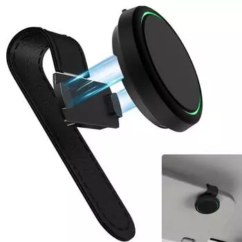 Держатель солнцезащитного козырька, зажим, кронштейн для автомобильного солнцезащитного козырька, простая установка, искусственная кожа, магнитная присоска, вешалка для автомобильного козырька, подарок для автовладельцев чёрный