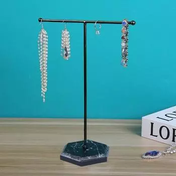 Держатель Современный Тяжелый Т-образный Мраморный Основание Дисплей Ювелирных Изделий Железный Настольный Серьга Ожерелье Кольцо