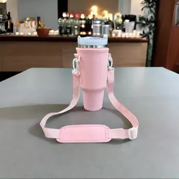 Держатель сумки для бутылки с водой Регулируемый плечевой ремень Стакан с рукавом для чашки 30/40 унций Сумка-слинг для бутылки с водой Держатель для сумки-переноски чёрный