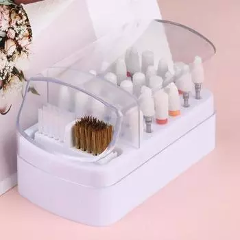 Держатель сверл для ногтей с щеткой для чистки, 30 отверстий, пылезащитный, прозрачный, видимый, портативный, ящик для хранения сверл для дизайна ногтей, принадлежности для домашнего салона